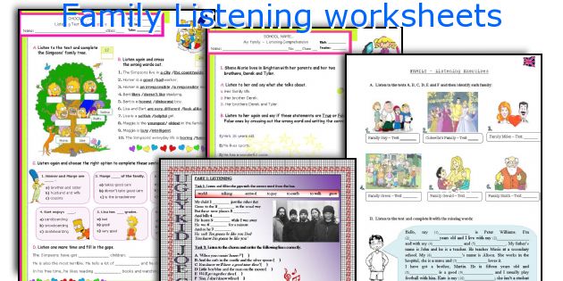 Family Listening worksheets