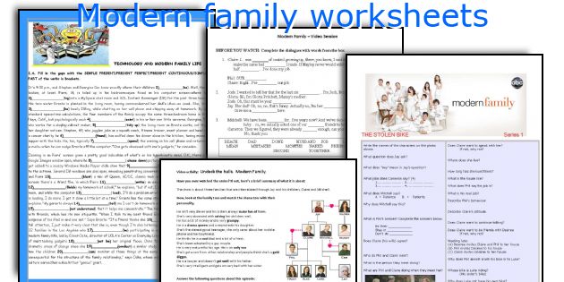 Modern family worksheets