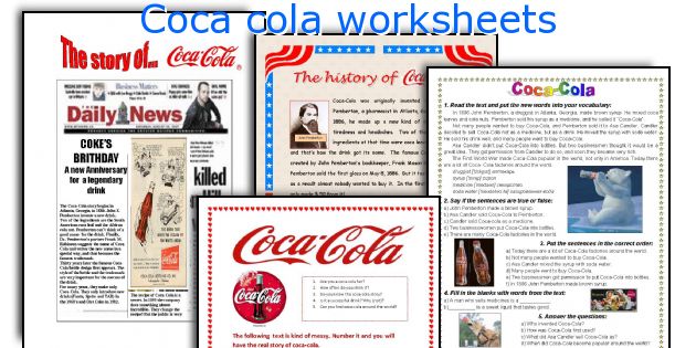 Coca cola worksheets