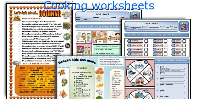 Cooking worksheets