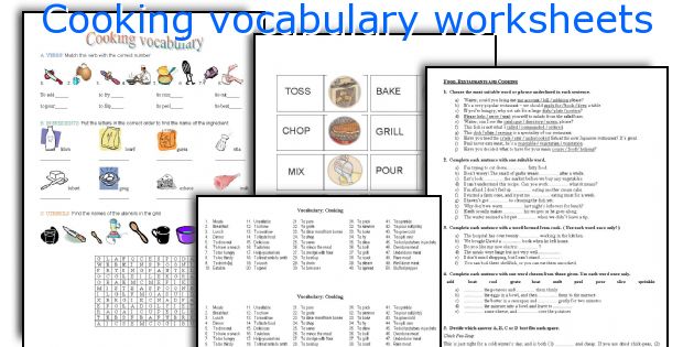 Cooking vocabulary worksheets