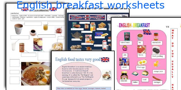 English breakfast worksheets