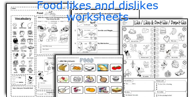 Food likes and dislikes worksheets