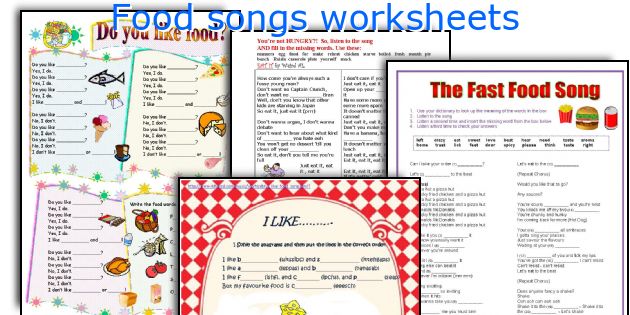 Food songs worksheets