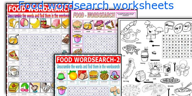 Food wordsearch worksheets