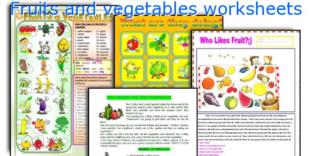 Fruits and vegetables worksheets