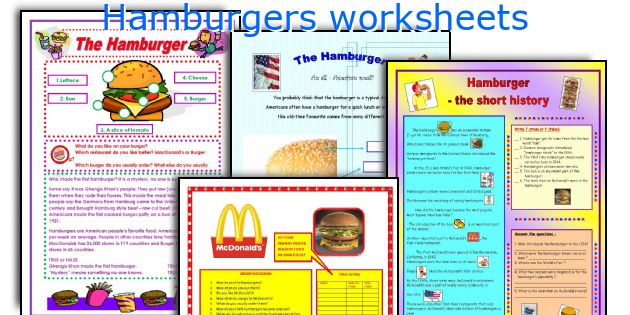 Hamburgers worksheets