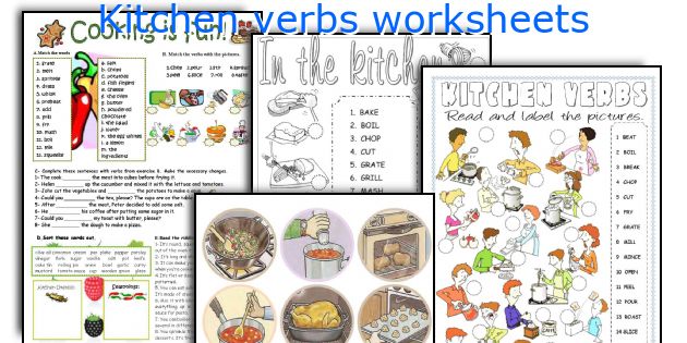 Kitchen verbs worksheets