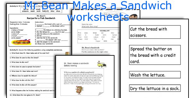 Mr Bean Makes a Sandwich worksheets