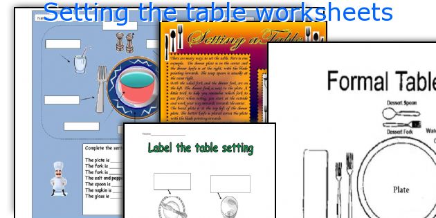 Setting the table worksheets