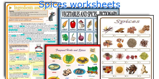 Spices worksheets