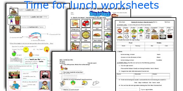 Time for lunch worksheets