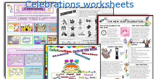 Celebrations worksheets