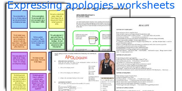 Expressing apologies worksheets