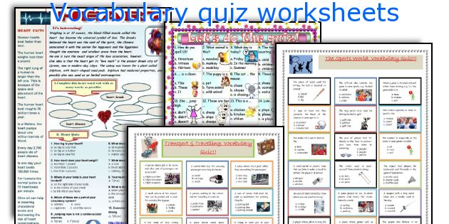 Vocabulary quiz worksheets