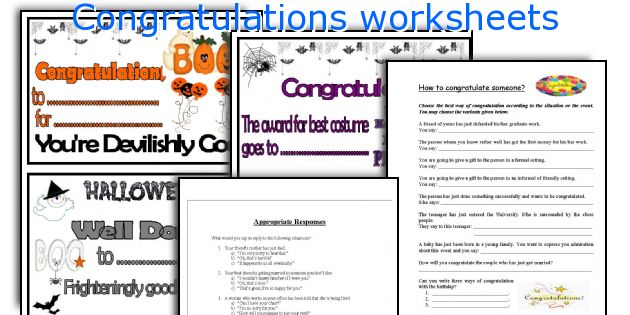 Congratulations worksheets