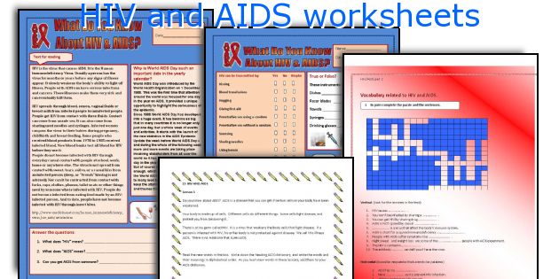 HIV and AIDS worksheets