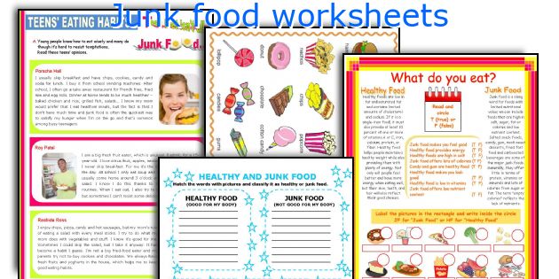 Junk food worksheets