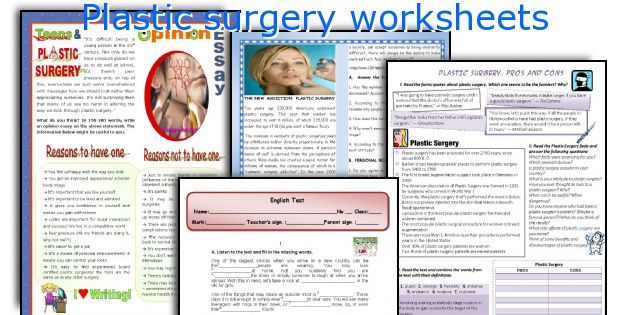 Plastic surgery worksheets
