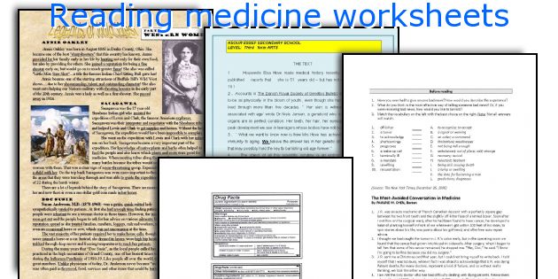 Reading medicine worksheets