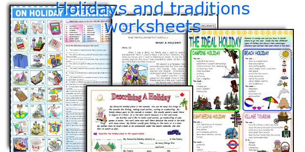 Holidays and traditions worksheets