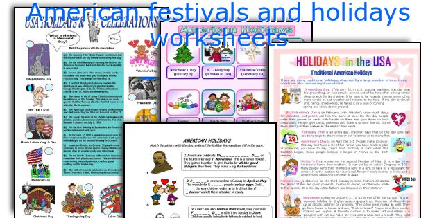 American festivals and holidays worksheets