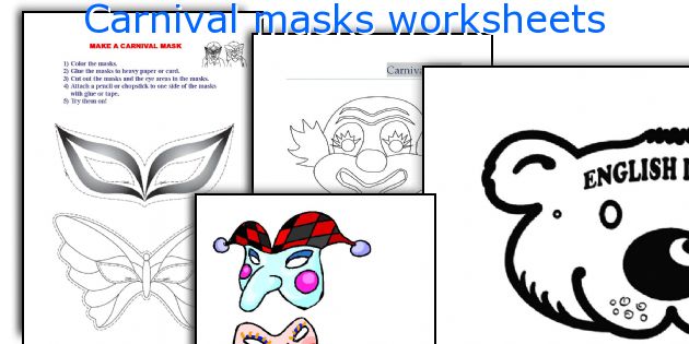 Carnival masks worksheets