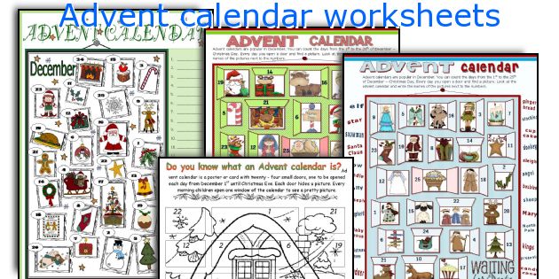 Advent calendar worksheets