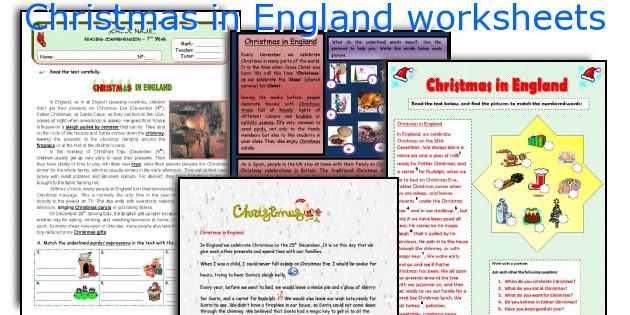 Christmas in England worksheets