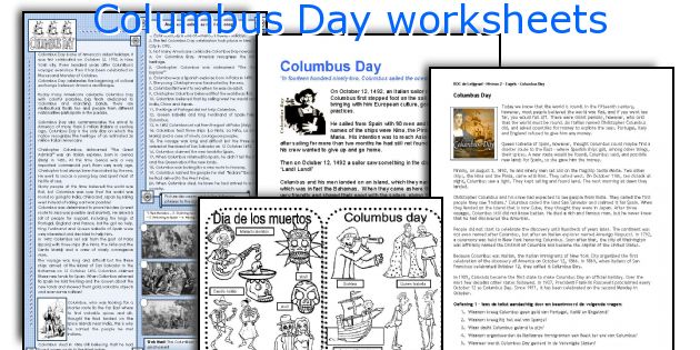 Columbus Day worksheets