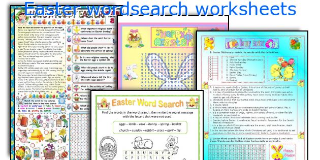 Easter wordsearch worksheets