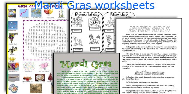 Mardi Gras worksheets