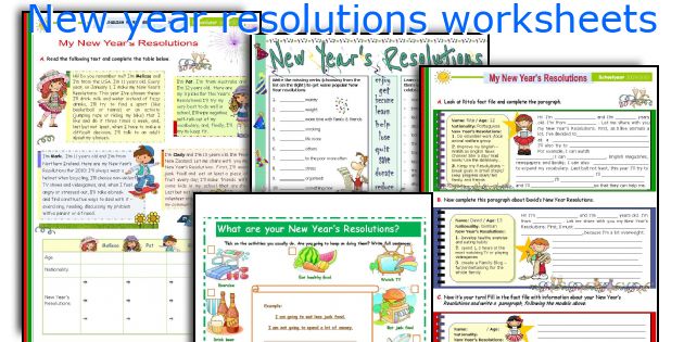 New year resolutions worksheets