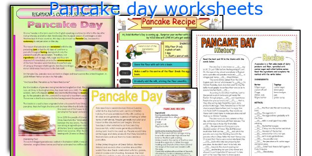 Pancake day worksheets