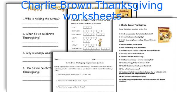 Charlie Brown Thanksgiving Worksheets
