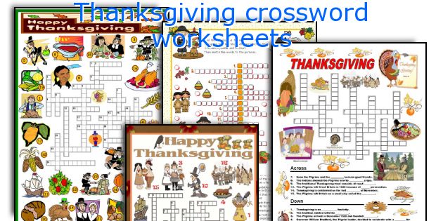 Thanksgiving crossword worksheets