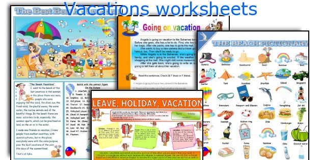 Vacations worksheets