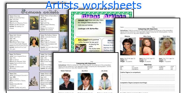 Artists worksheets