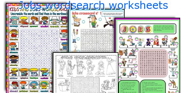 Jobs wordsearch worksheets