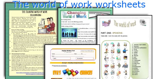 The world of work worksheets