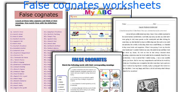 False cognates worksheets