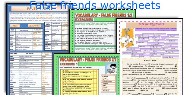 False Friends worksheet for Pre-intermediate