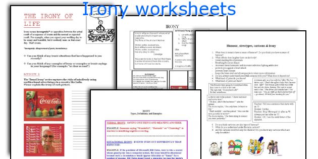 Irony worksheets