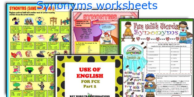 Synonyms worksheets