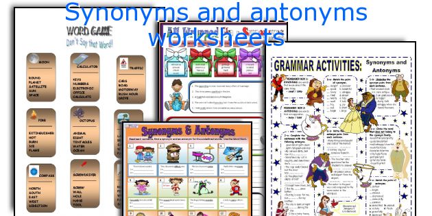 Synonyms and antonyms worksheets