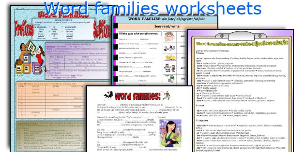Word families worksheets