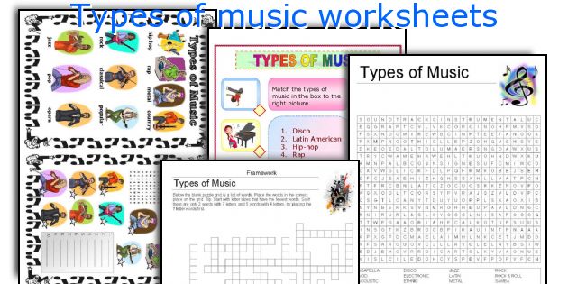 Types of music worksheets