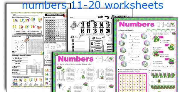 English teaching worksheets: numbers 11-20