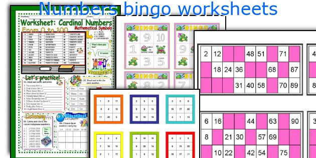 Numbers bingo worksheets