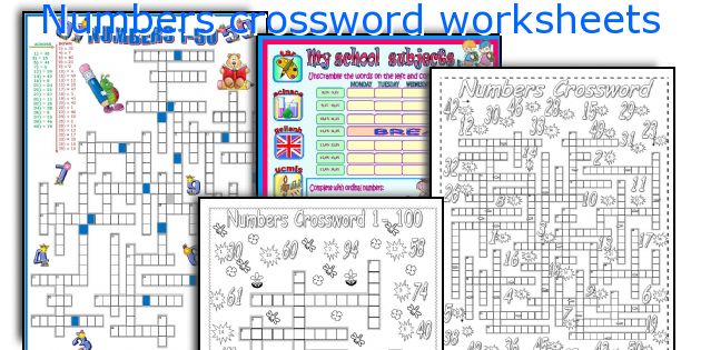 Numbers crossword worksheets